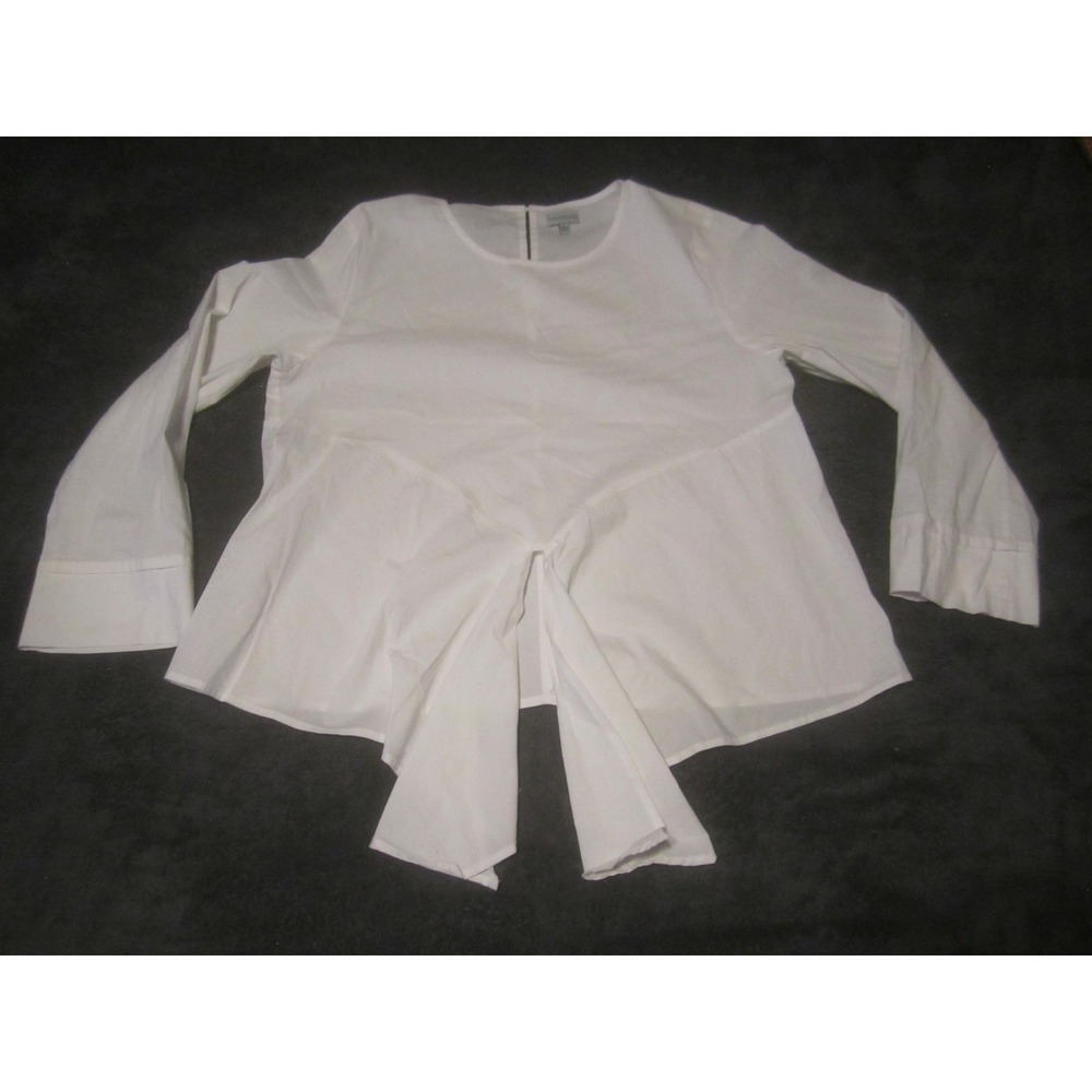 Paraphrase Blouse Womens Large White Long Sleeve Asymmetrical Tie High Low Top